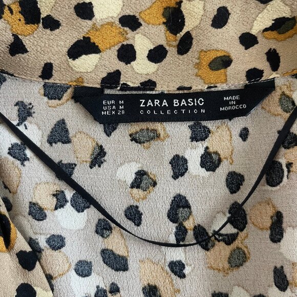 Zara Women's Medium Long Sleeve Animal Print Pajama Style Blouse - Picture 5 of 5